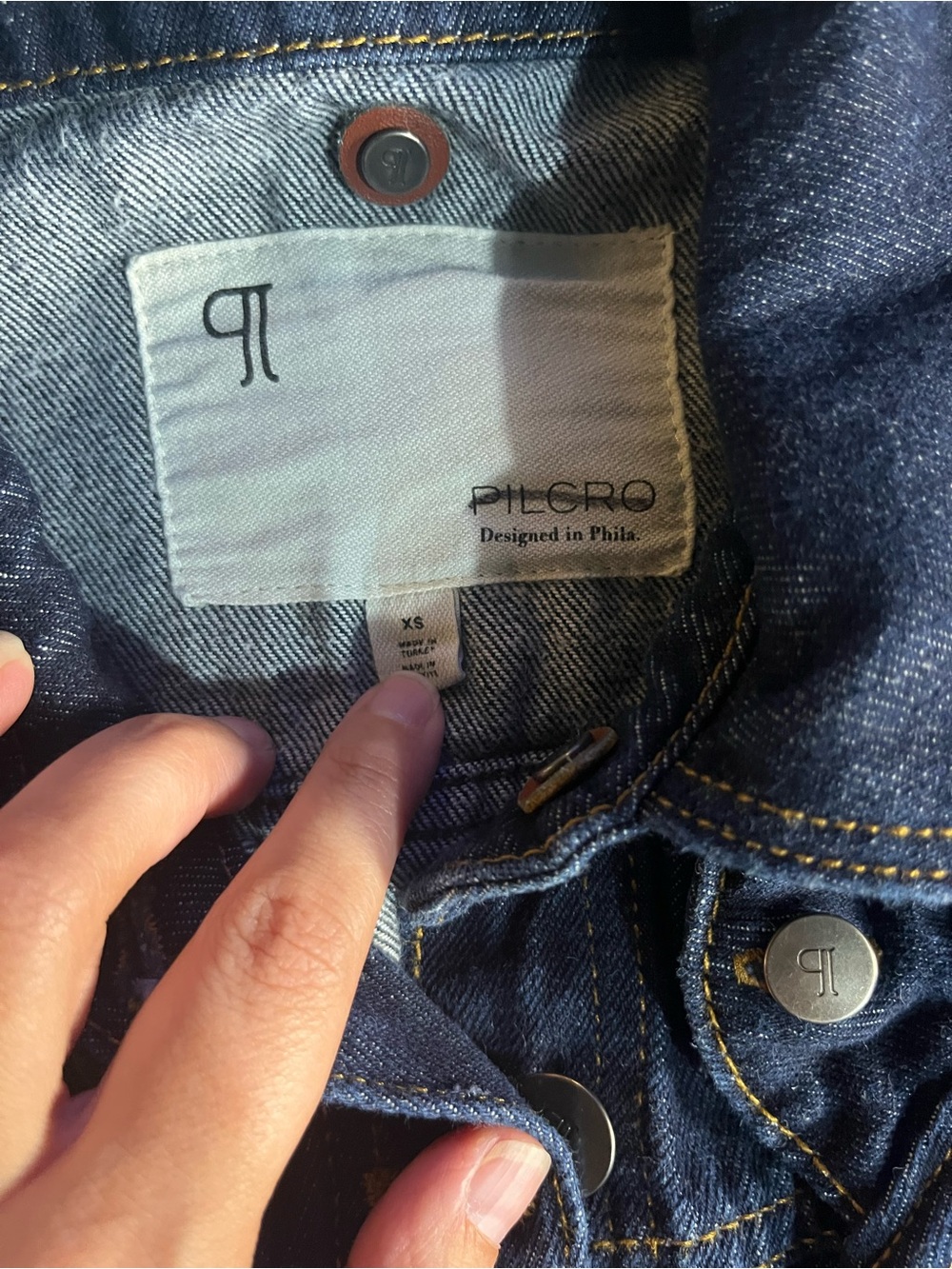 Pilcro Dark Blue Denim Cape-Yoke Jean Jacket - Picture 2 of 3